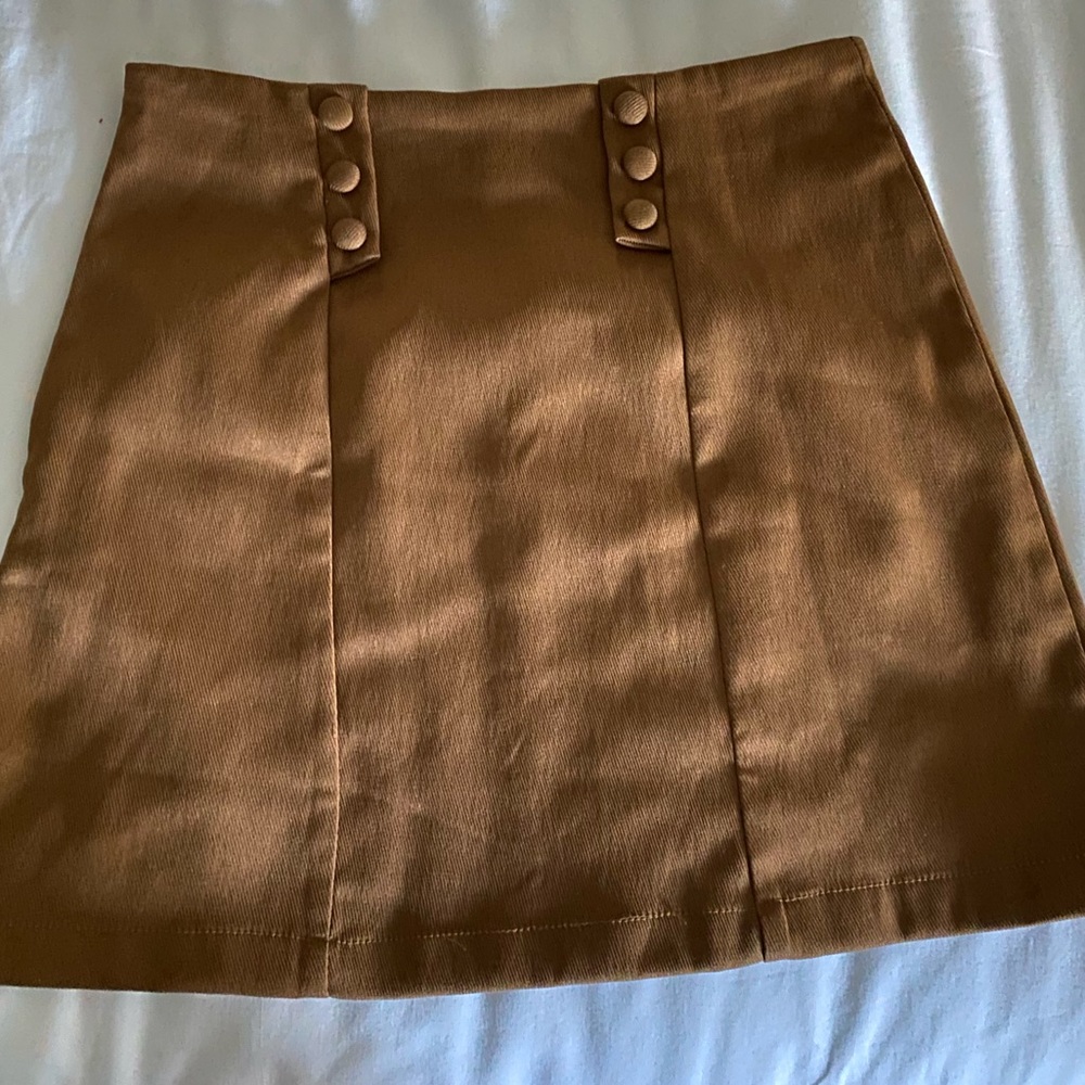 Double Button Front Solid Skirt
